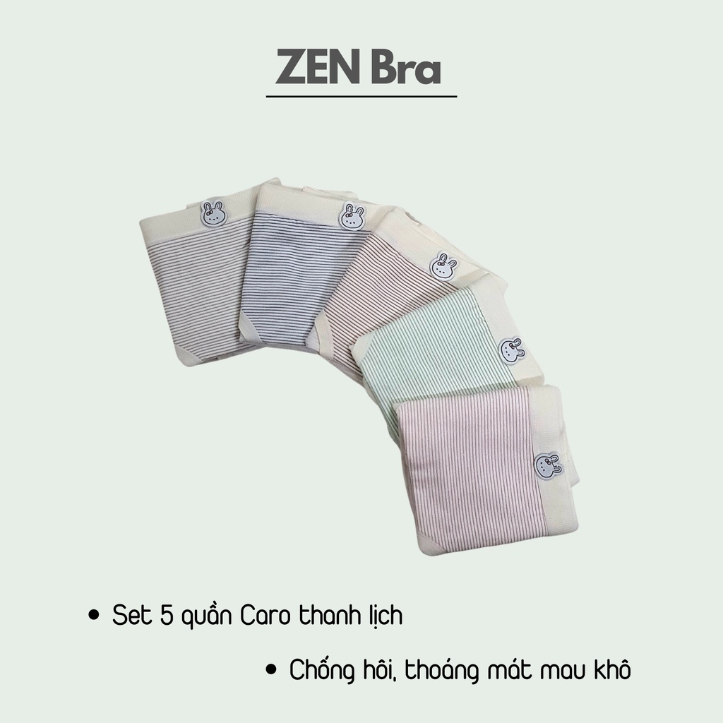 Set 5 quần lót dễ thương Caro thanh lịch ZenBra mát co dãn nhiều