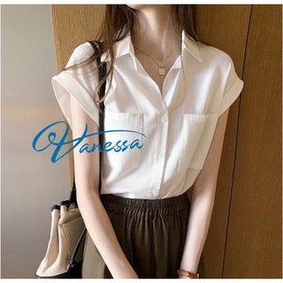Áo sơ mi nữ tay ngắn kiểu dáng Hàn Quốc Vanessa Stylish chất liệu đũi tơ mềm mát form trẻ trung SMH.33