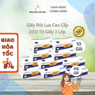 Combo 10 giấy rút lụa nhật bản bless you famille 200 tờ giấy 2 lớp cao cấp tiết kiệm