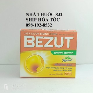 VIÊN NGẬM THANH HỌNG BEZUT KHÔNG ĐƯỜNG HỘP 5 VỈ X 4 VIÊN
