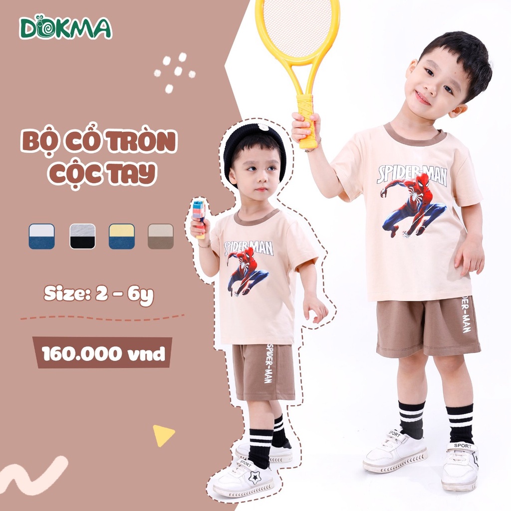DB1424 Bộ cộc tay cổ tròn cotton siêu nhân bé trai DOKMA KID