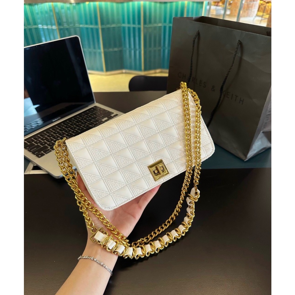 Túi xách Pedro kẻ dạ- kẹp nách, đeo chéo- Sz 22cm