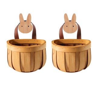 Giỏ đựng đồ bằng mây tre đan kèm Móc thỏ