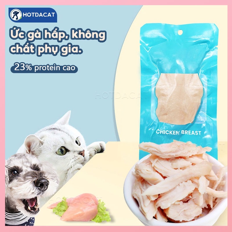 Hotdacat Ức gà tươi Masti cho chó mèo, đồ ăn ăn liền gà hấp cho thú cưng (40gr)