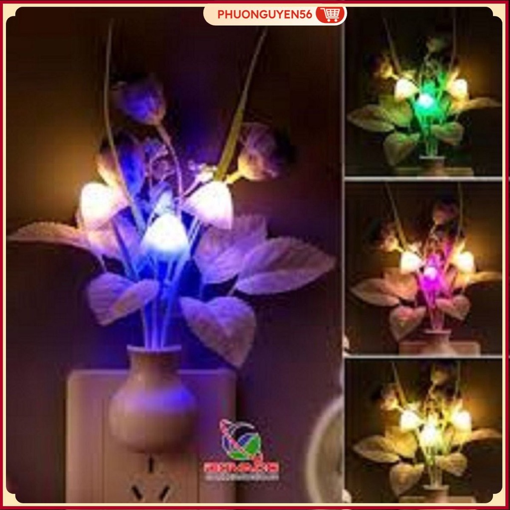 Đèn ngủ cảm ứng thông minh kiểu nấm nhiều màu sắc, Đèn Led cảm biến ánh sáng decor sang trọng cho phòng ngủ