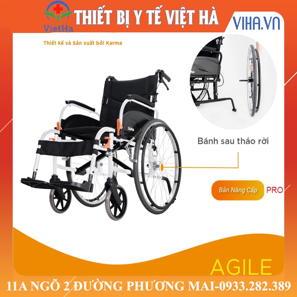 XE LĂN KARMA AGILE Pro- Xe lăn nhôm hãng Karma đa tiện ích BỀN GẤP 3 LẦN XE THƯỜNG