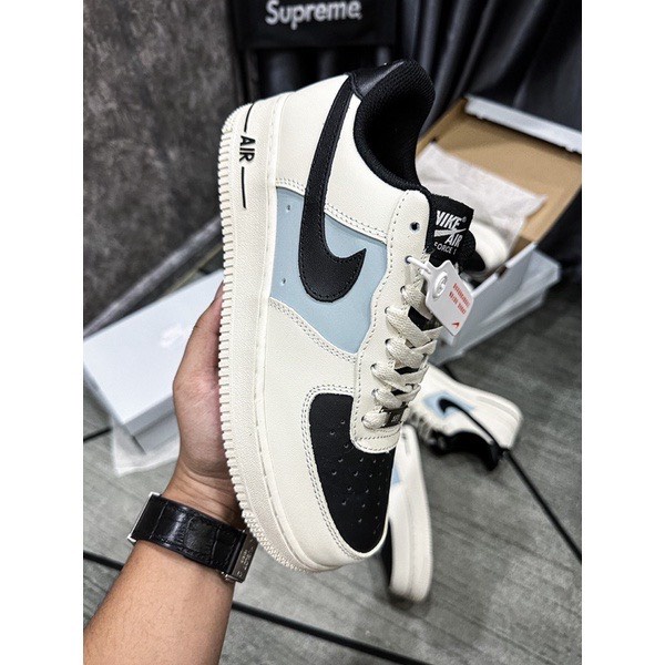 Giày thể thao Air Force 1 Low CREAM MŨI ĐEN, giày AF1 vạch nâu,Trắng kem xanh mũi đen năng động, bền đẹp