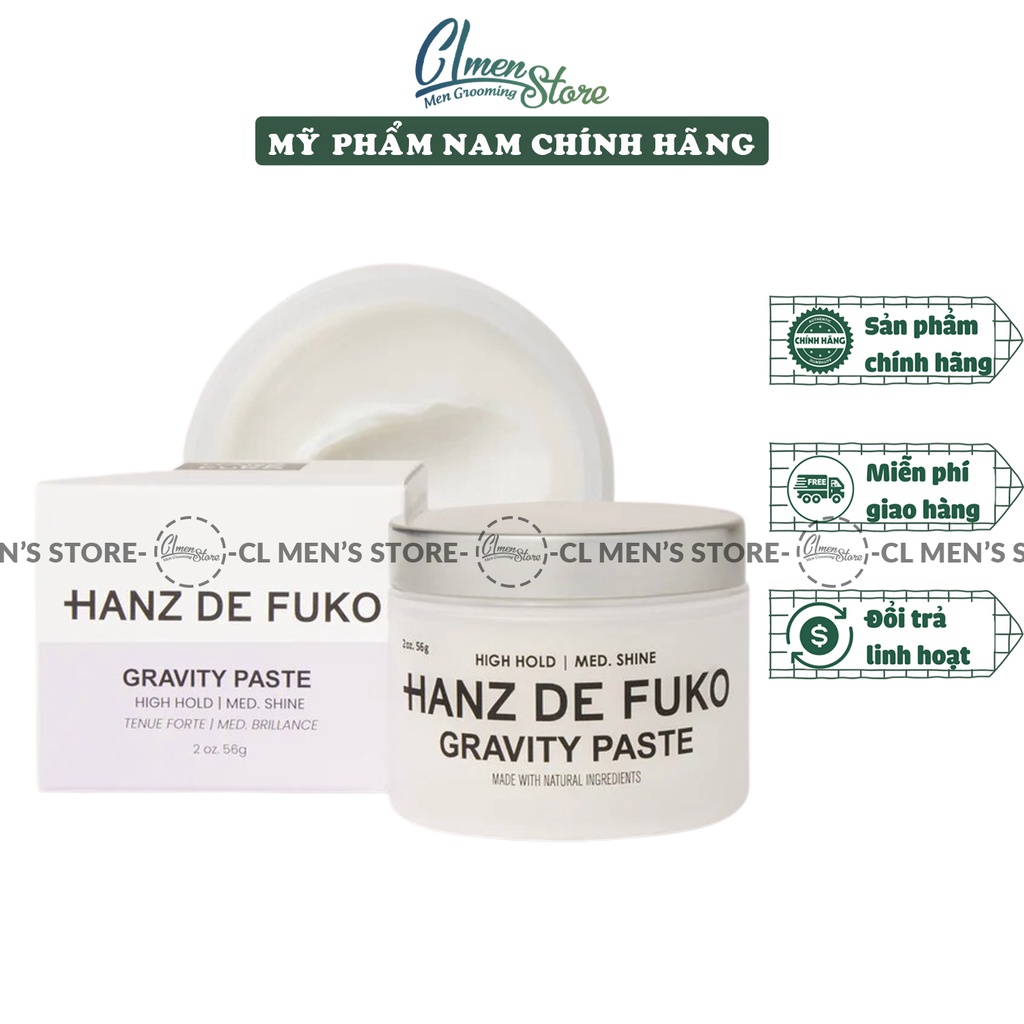 Sáp vuốt tóc Hanz de Fuko Gravity Paste 56g | Tạo kiểu tóc dành cho nam