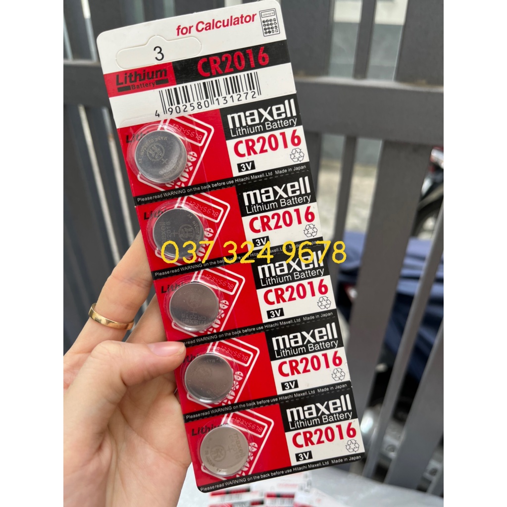 1 vỉ 5 viên pin đồng hồ Maxell CR2016 2016 Lithium 3V Nhật