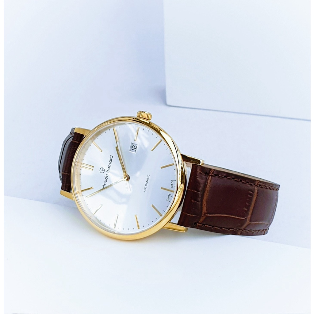 Đồng hồ chính hãng nam Claude Bernard - Máy cơ tự động - Kính Sapphire - Dây da