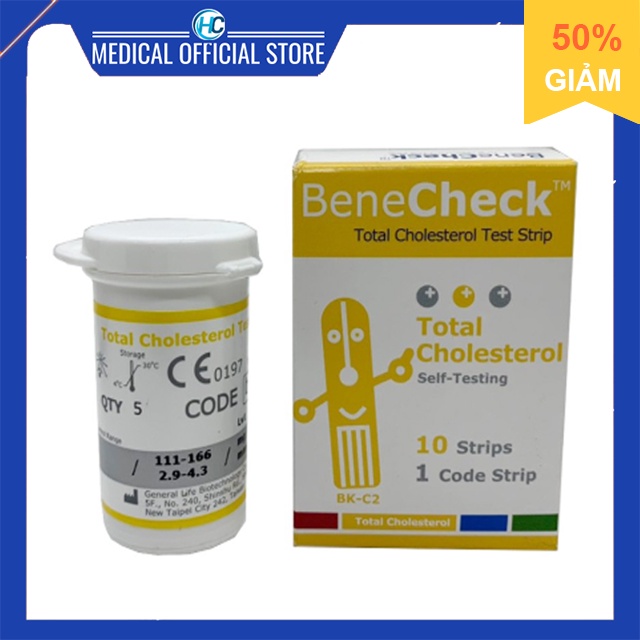 Que thử Cholesterol Benecheck 3 in 1 (10 que)