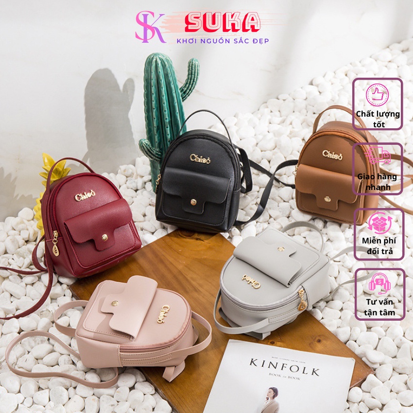 Balo nữ mini đi chơi đi học cute thời trang Hàn Quốc dễ thương đẹp cao cấp da PU SUKA BL041