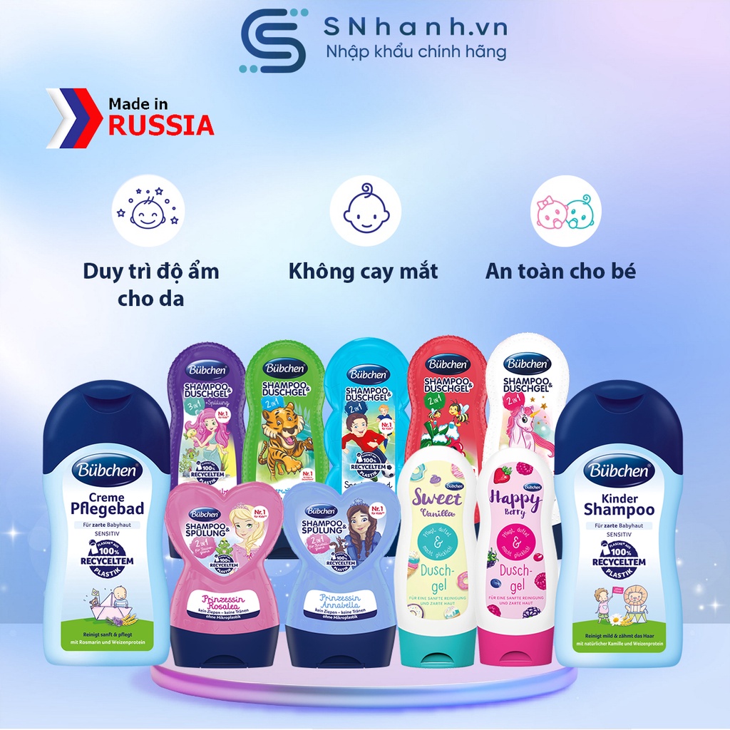 Bộ sản phẩm sữa tắm & Dầu gội 2in1 Bubchen Nestle và Balea Đức ( Dành cho bé từ 3 tuổi trở lên )