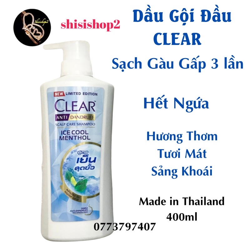 💐Dầu Gội Clear Bạc Hà Thái Lan 400ml Hết Sạch Gàu Mạnh Gấp 3 lần