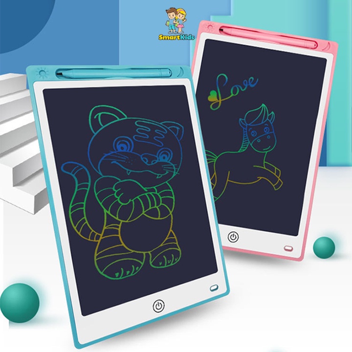 Bảng vẽ tự xóa điện tử 3D bảng viết vẽ thông minh 12 inch màn hình LCD đa sắc đồ họa đẹp kèm bút dạy học