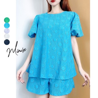 Set áo tay phồng kèm quần short ren MIMIX CP3210