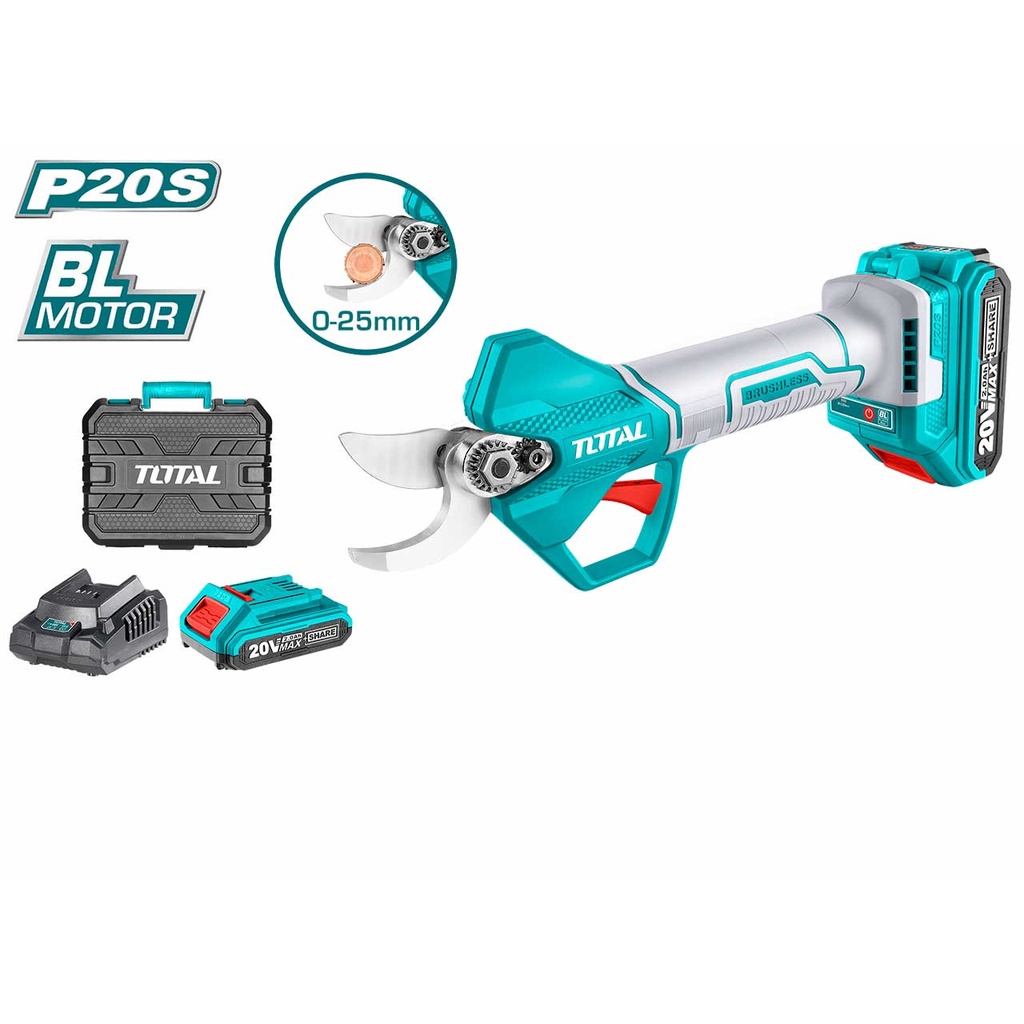 Combo Máy cắt cành 25mm dùng pin Lithium 20V motor không chổi than TOTAL TSSLI202581