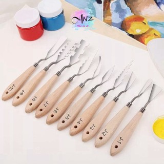 [ Họa cụ ANZ ]  Bay lấy màu, trộn màu cán gỗ
