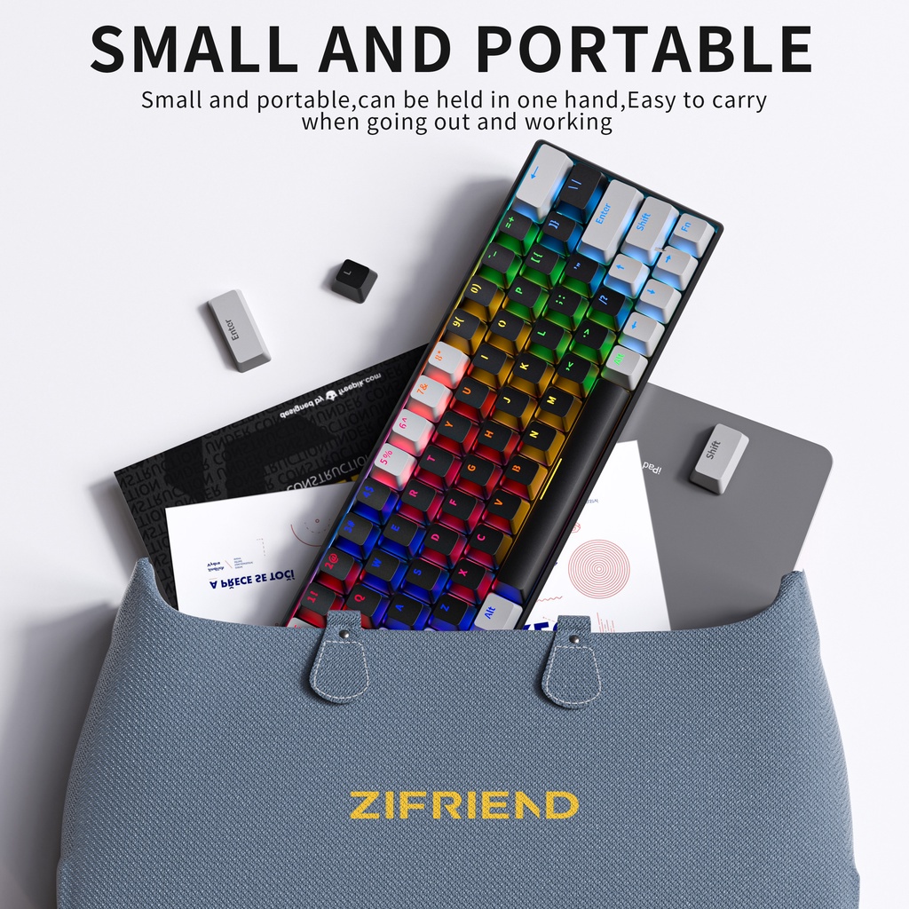 Bàn phím cơ gaming KA-6406 Led RGB 64 phím gọn nhẹ thích hợp chơi game, dùng văn phòng, led 12 chế độ sáng