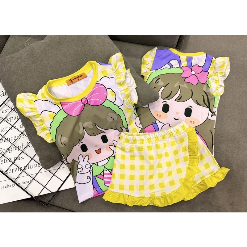 18-33kg | 023.Bộ sọt bé gái GIẢ VÁY tay cánh tiên, thun lạnh loại 1