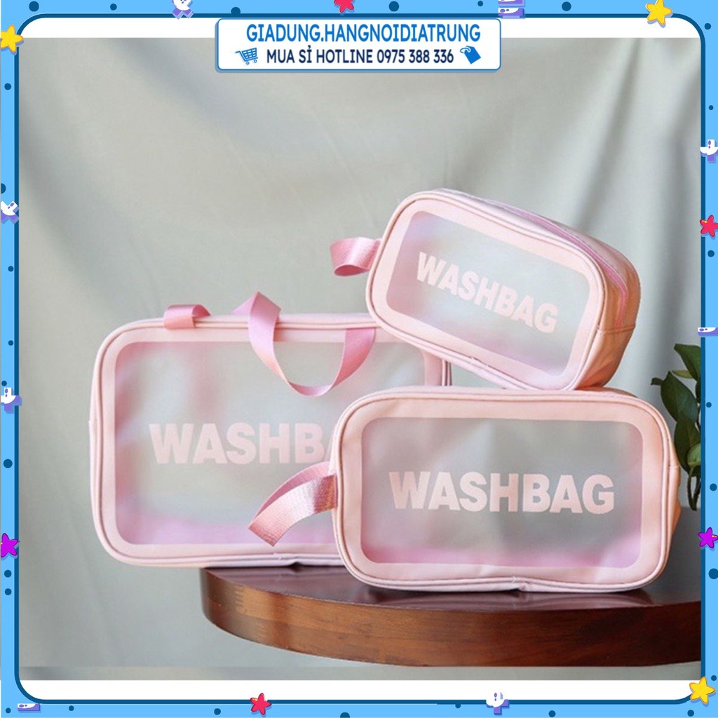 Túi đựng đồ trang điểm đồ cá nhân chống nước Túi Cốp Đựng Mỹ Phẩm WASHBAG 3 size 3 màu, Cốp Trang Điểm Dạng Túi Xách Tay