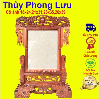 Khung ảnh rồng song long khung hình bàn thờ gỗ hương