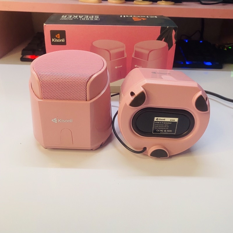 Loa nghe nhạc máy tính dể bàn mini màu hồng dễ thương  2.0 KISONLI K500 loa vi tính  Gaming có dây