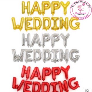 [Tặng Quà Bơm+keo+RuyBăng] Set Bóng Trang Trí Phòng cưới Happy Wedding !