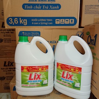 Nước rửa chén lix siêu đậm đặc trà xanh 3.6kg