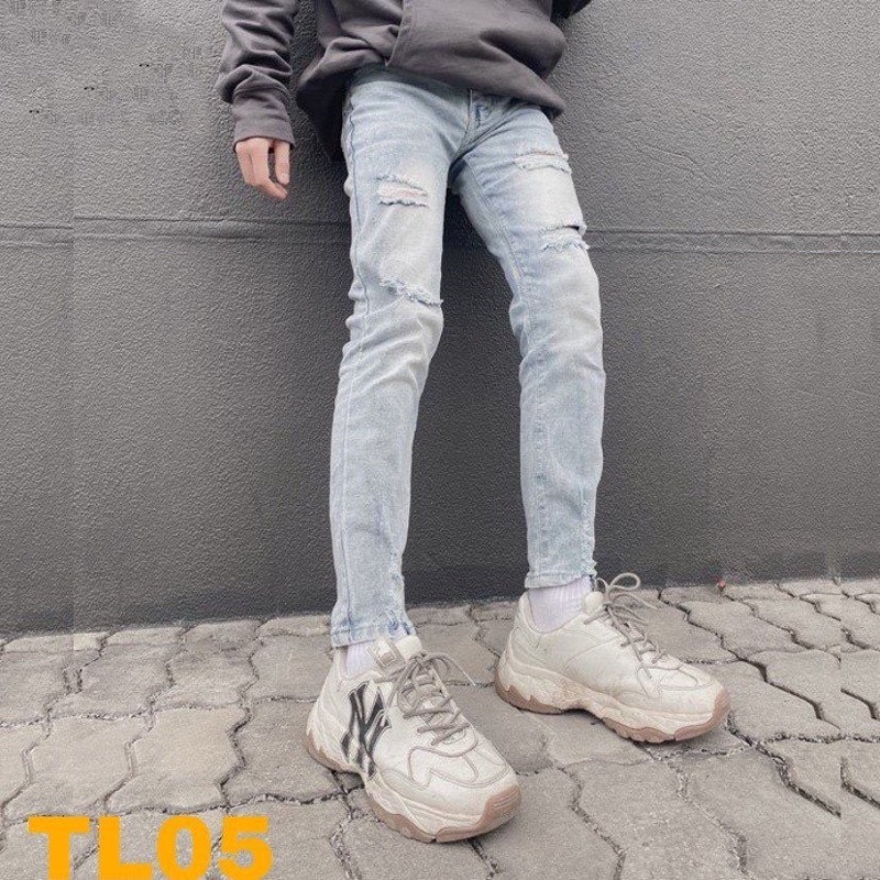 (HCM) Quần Jean nam xanh rách đùi và gối, form slim mẫu mới của shop TL05 ( có BIGSIZE)