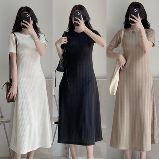 Váy Nữ Maxi Dáng Dài Thun Gân Chìm Họa Tiết Xương Cá Cực Tôn Dáng