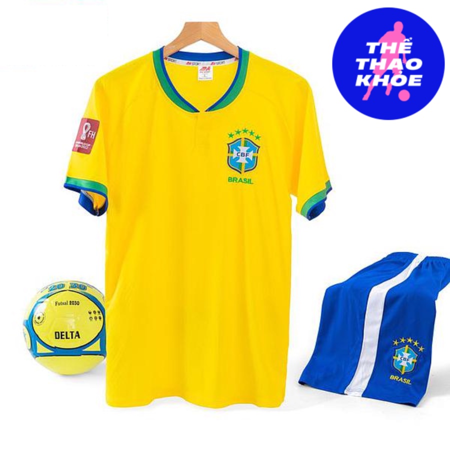 Quần Áo Bóng Đá, Đồ Đá Banh Đội Tuyển Brazil Vàng - 2023 Thun Lạnh Cao Cấp Không Nhăn Không Xù Lông