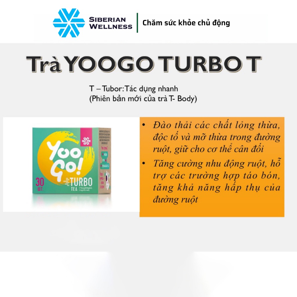 Trà thải độc ruột Yoo Go Turbo Tea siberian, trà thải độc hỗ trợ giảm cân, cải thiện hệ tiêu hóa, hộp 30 gói