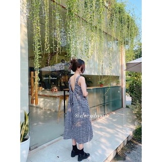 Váy caro thô trắng đen - Sii