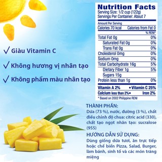 [SHIP ĐỒNG GIÁ 12K-20K TẤT CẢ ĐƠN] Dứa Miếng Nhỏ Dole (822g)