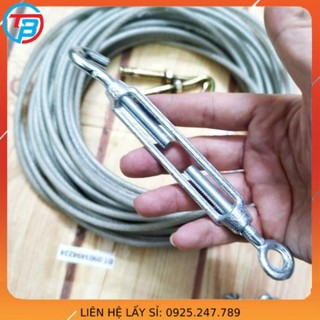 Bộ dây phơi quần áo cáp bọc nhựa siêu khỏe,2 nở sắt 8mm,1 tăng đơ 8mm,2 khóa cáp.