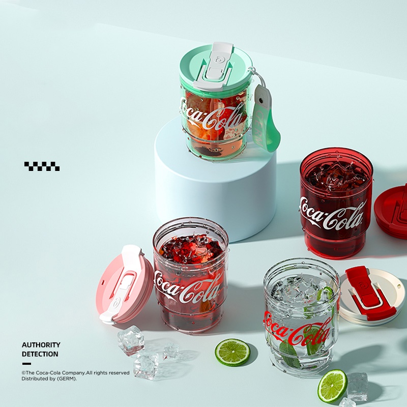 Cốc nước APIYOO chất liệu tritan đảm bảo sức khỏe có ống hút kết hợp thương hiệu Coca Cola 390ml