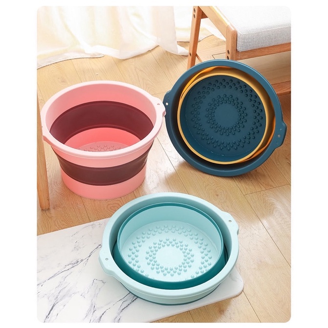 CHẬU NGÂM CHÂN GÂP GỌN SILICON MASSAGE THƯ GIÃN SIZE TO