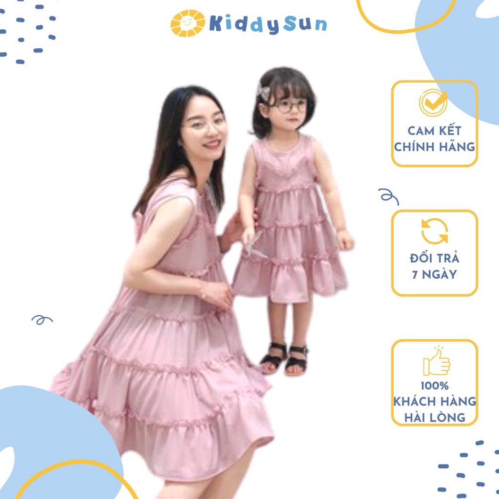 HÀNG CAO CẤP - Váy hồng đôi mẹ và bé MB1 Kiddysun