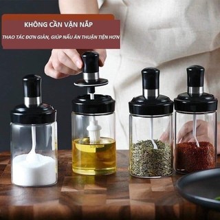 Hũ đựng gia vị, Hũ gia vị thủy tinh kèm thìa, Lọ đựng gia vị 250ml có thìa