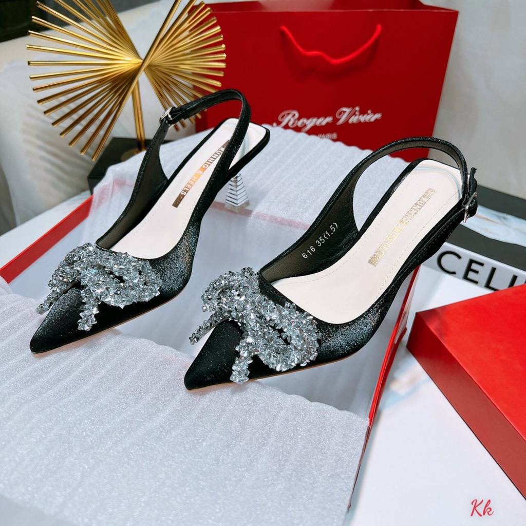 Giày quai hậu QUEEN SHOES nơ đá sang chảnh 616-1