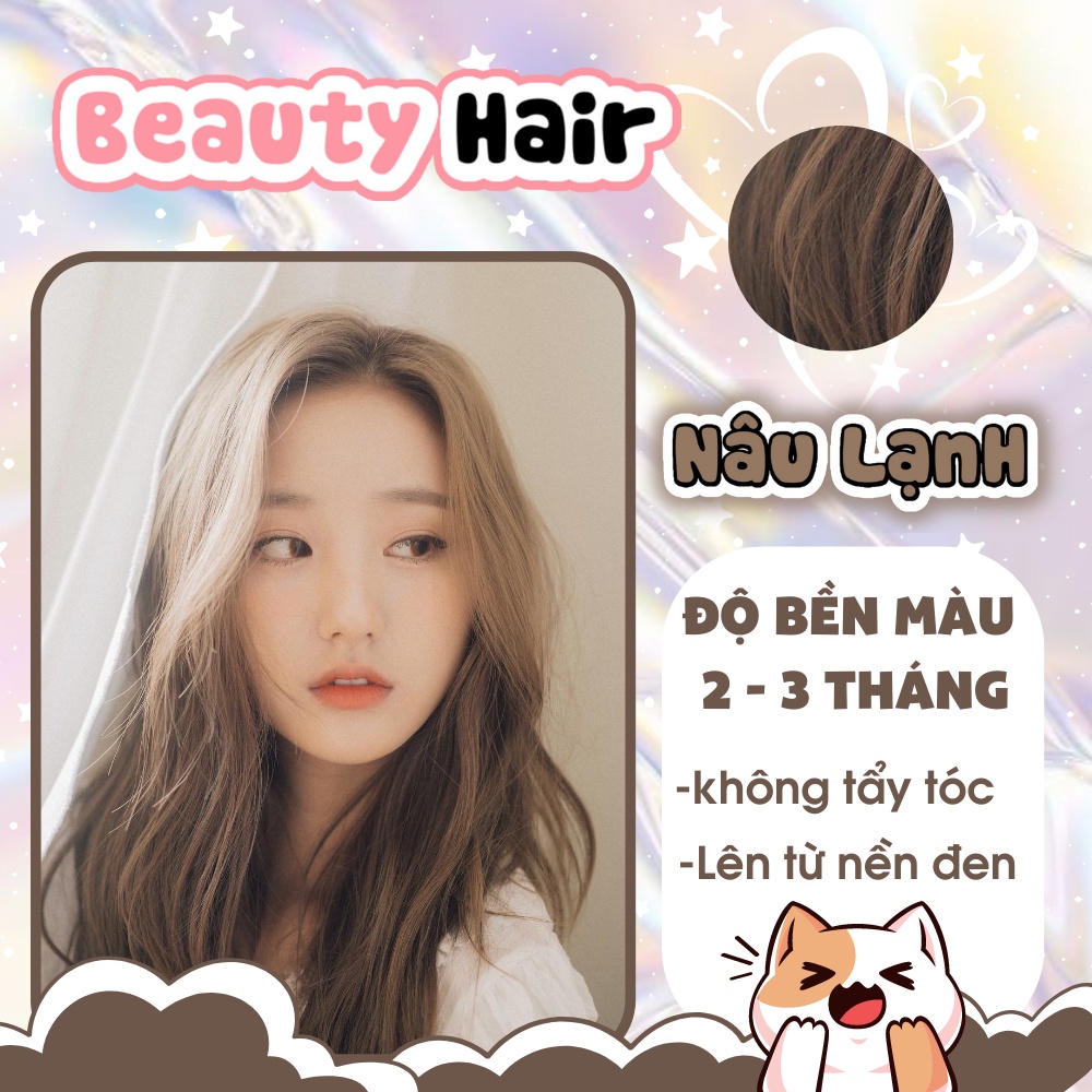Thuốc nhuộm tóc nâu, thuốc nhuộm tóc Nâu Lạnh không cần tẩy,nhuộm tóc tại nhà tặng kèm oxy trợ dưỡng-Beautifull Hair