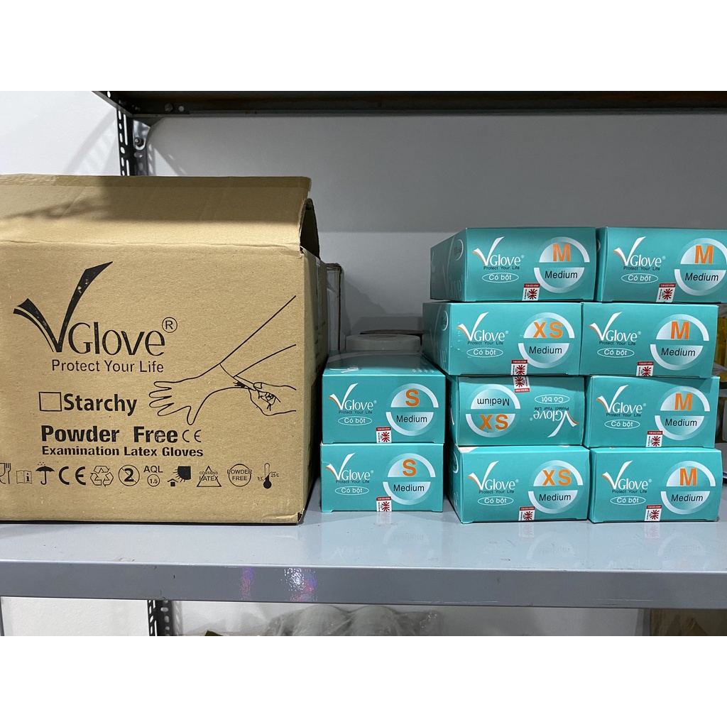 Găng tay y tế | bao tay y tế VGlove có bột và không bột hộp 100 chiếc