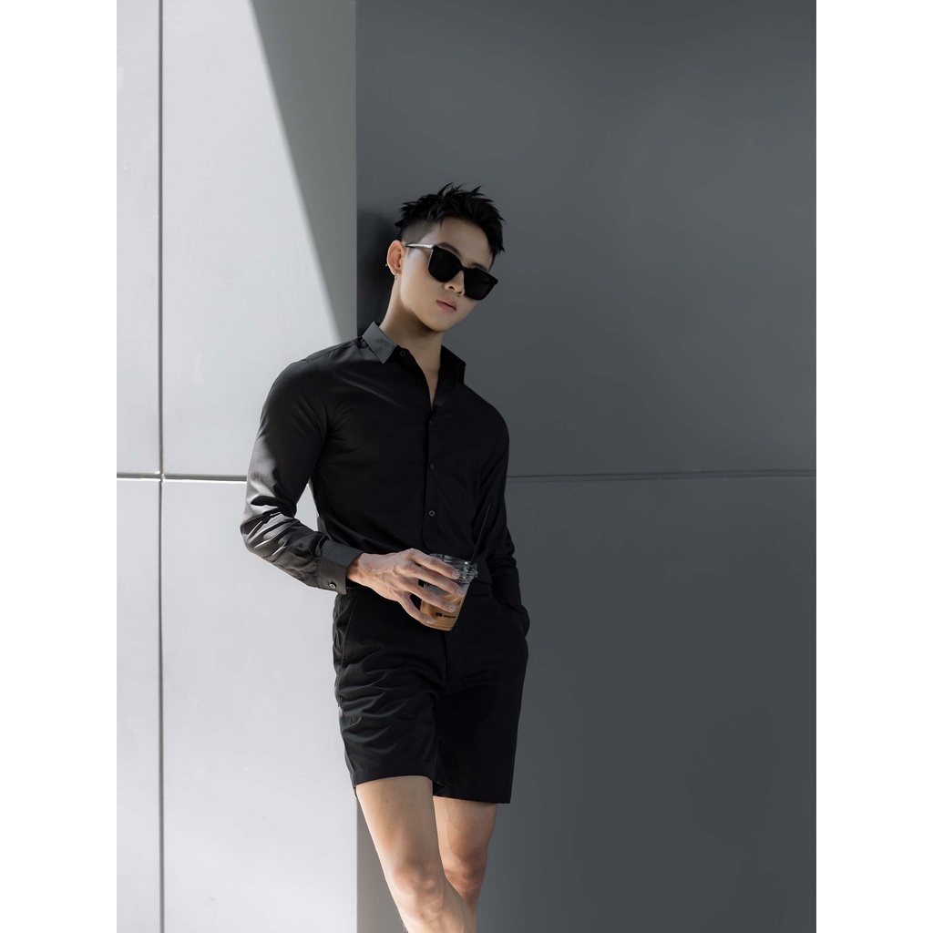 Áo Sơ Mi Nam Office Standard Black, Chất Vải Cotton Thoải Mái, SM0017, SOMEHOW