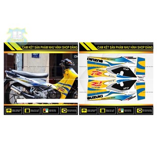 TEM RỜI SATRIA 2000 PHỐI DÁN XE VÀNG BỤNG TRẮNG