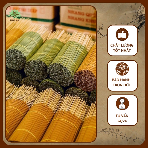 Nhang sạch hương trầm, quế, Khuynh diệp Mộc An tự nhang sạch tư nhiên không hóa chất 0,5kg 1kg