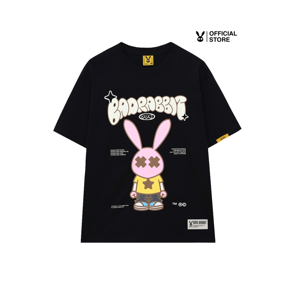 Áo Thun Unisex Bad Rabbit BLACK RABBIT FIGURE 100% Cotton - Local Brand Chính Hãng