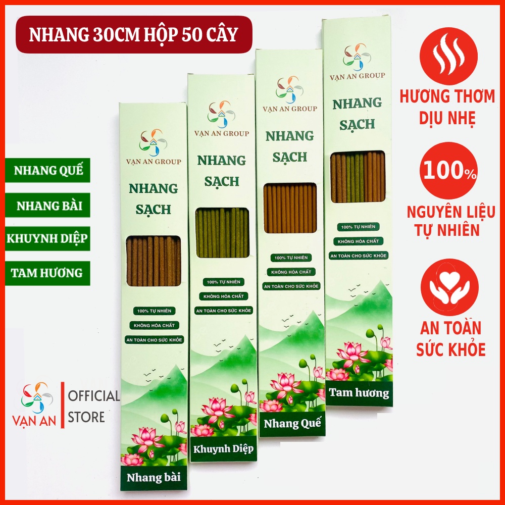 Nhang sạch cao cấp Vạn An Group, nhang quế, khuynh diệp, nhang bài, nhang sạch thảo mộc từ tự nhiên, không hóa chất