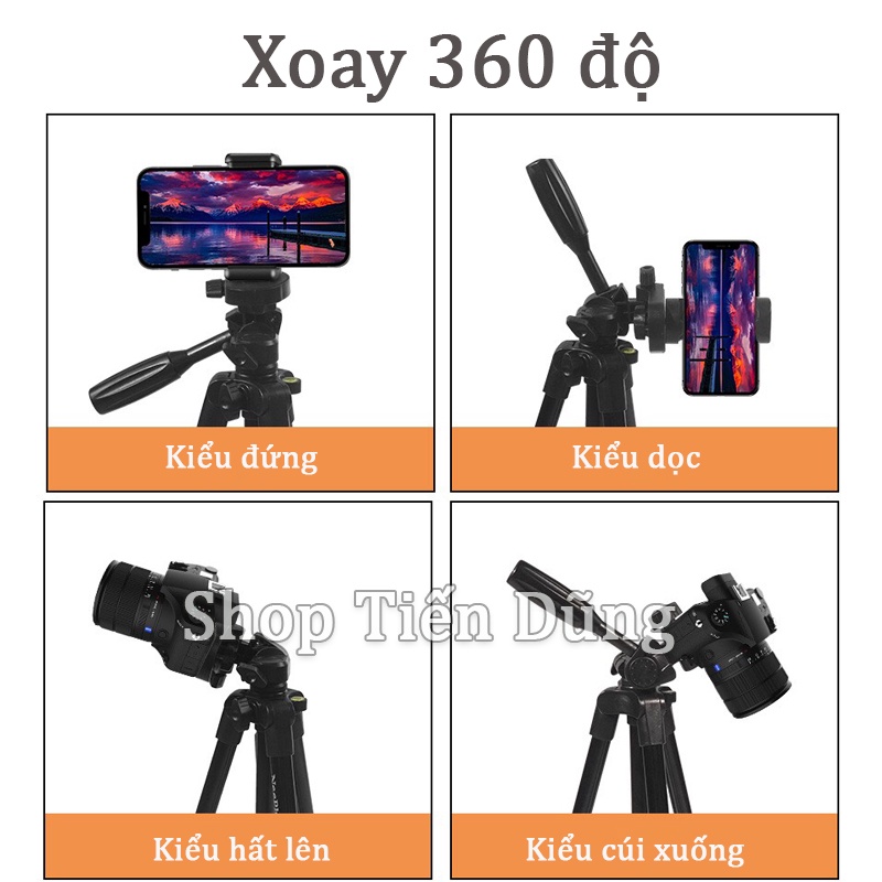 Gậy Tripod Neepho NP 3170 kèm giá đỡ điện thoại tăng giảm chiều cao 14 - 103cm - Giá đỡ 3 chân máy ảnh NP3170 xoay 360độ