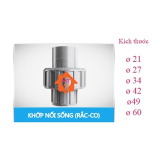 Rắc co, khớp nối sống phi 21, 27, 34, 42, 49, 60 nhựa bình minh